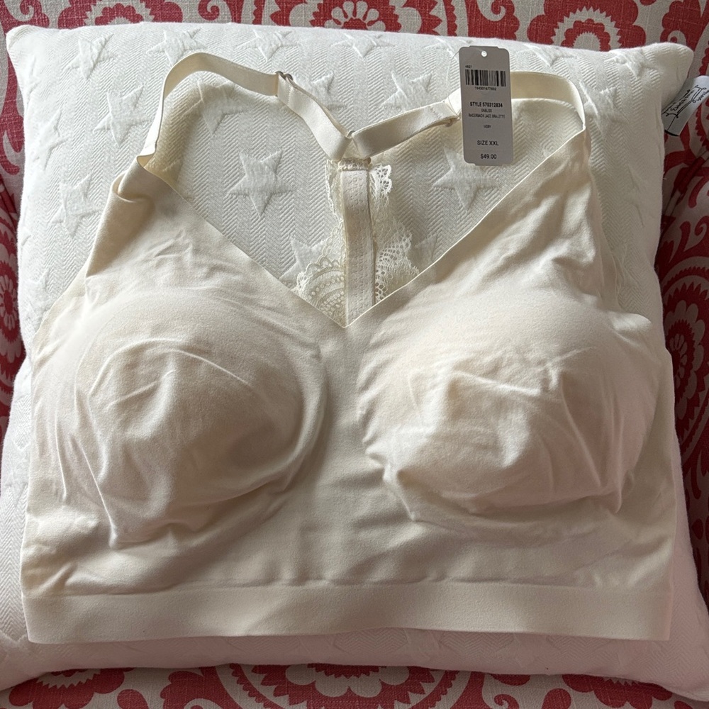 NWT Soma Women's Racerback Lace Bralette in Ivory Size XXL